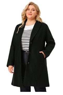 Photo 1 of Agnes Orinda Women's Plus Size Coat Single Breasted Notched Lapel Elegant Long Winter Coats Jackets 1X
