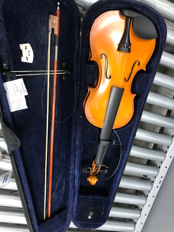 Photo 2 of **MINOR DAMAGE** JMFinger 4/4 Full Size Vilion, Handcrafted Acoustic Violin Beginner Kit with Hard Foamed Case, Bow, Rosin, Great for Kids Starters
