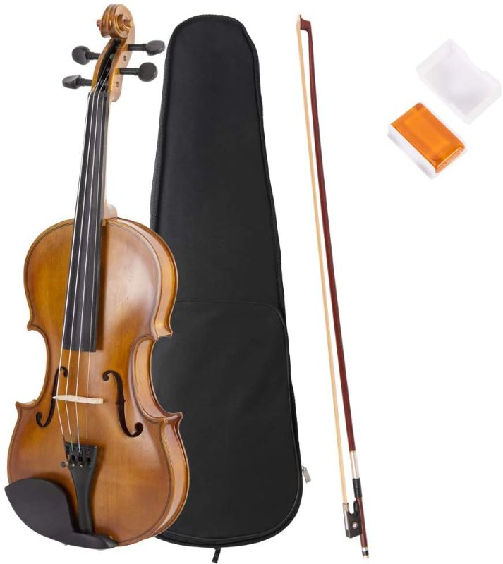 Photo 1 of **MINOR DAMAGE** JMFinger 4/4 Full Size Vilion, Handcrafted Acoustic Violin Beginner Kit with Hard Foamed Case, Bow, Rosin, Great for Kids Starters
