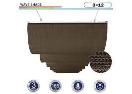 Photo 1 of *READ BELOW* Windscreen4less Retractable Canopy Replacement Cover for Pergola Slide On Wire Shade Cover Awning for Gazebo Trellis Hot Tub Top Cover Patio Deck Yard Porch Wave Shade 90% UV Blockage 3ft W x 12ft L Brown 165GSM (3 Year Warranty)-Custom Sizes