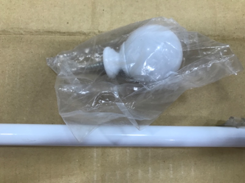 Photo 2 of *LIGHT DAMAGE* Kenney Davenport 1/2" Petite Café Decorative Window Curtain Rod, 28-48", White
