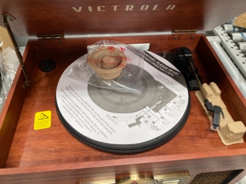 Photo 1 of Victrola Nostalgic 6-in-1 Bluetooth Record Player & Multimedia Center with Built-in Speakers - 3-Speed Turntable, CD & Cassette Player, FM Radio | Wireless Music Streaming | Mahogany
