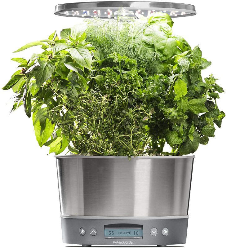 Photo 1 of *missing power cord*
AeroGarden Harvest Elite 360 with Gourmet Herb Seed Pod Kit - Hydroponic Indoor Garden, Stainless Steel
