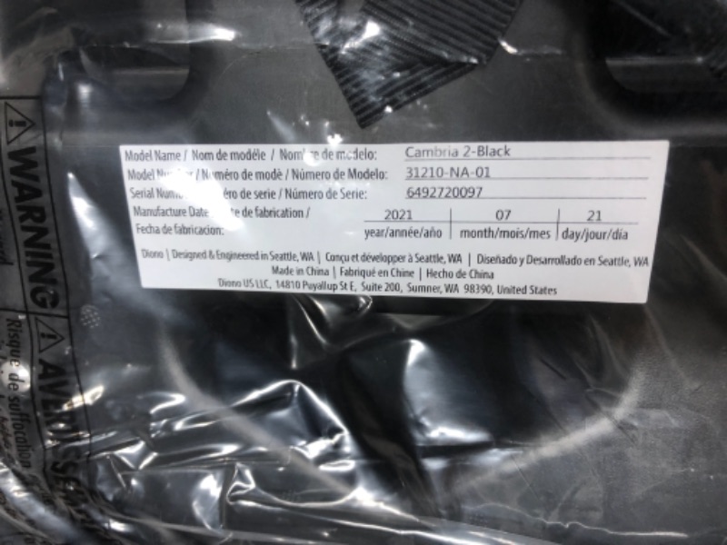 Photo 3 of Diono Cambria 2 XL 2022, Dual Latch Connectors, 2-in-1 Belt Positioning Booster Seat, High-Back to Backless Booster with Space and Room to Grow, 8 Years 1 Booster Seat, Black ?16.1 x 20.1 x 29.9 inches

