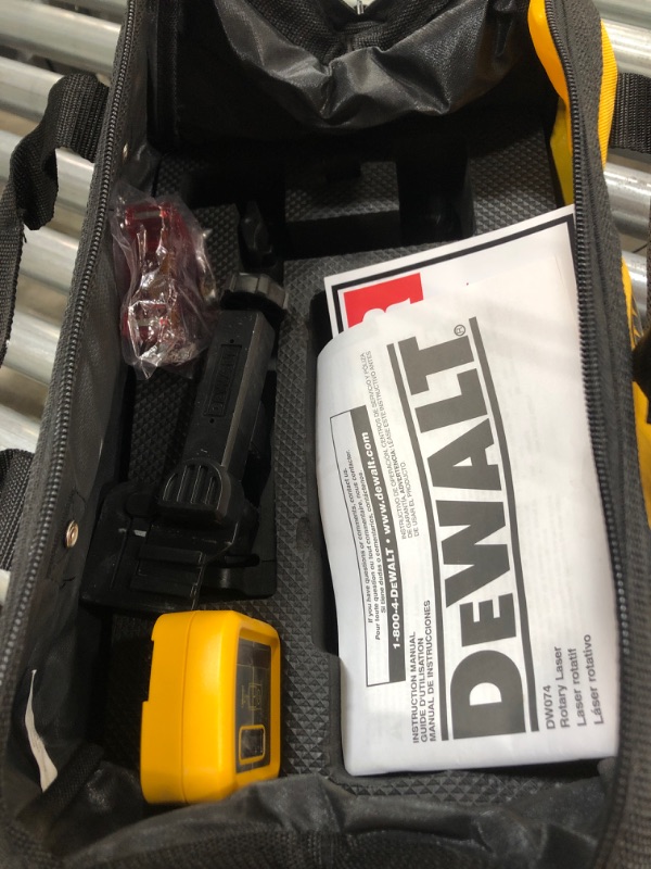 Photo 4 of 150 ft. Red Self-Leveling Rotary Laser Level with Detector & Clamp, Wall Mount, Remote, Bag, (2) D & (1) 9-Volt battery