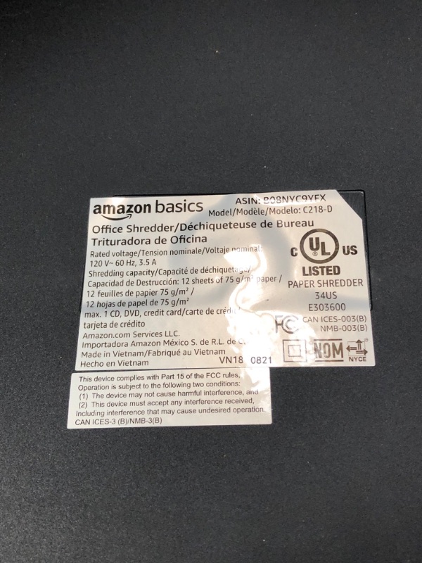 Photo 3 of Amazon Basics 12 Sheet Micro-Cut Paper,Credit card and CD Shredder for Office/Home
