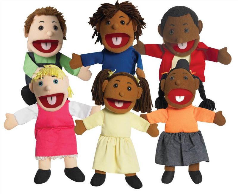 Photo 1 of CF100-896 15 in. Ethnic Children Puppets with Movable Mouths - Set of 6
