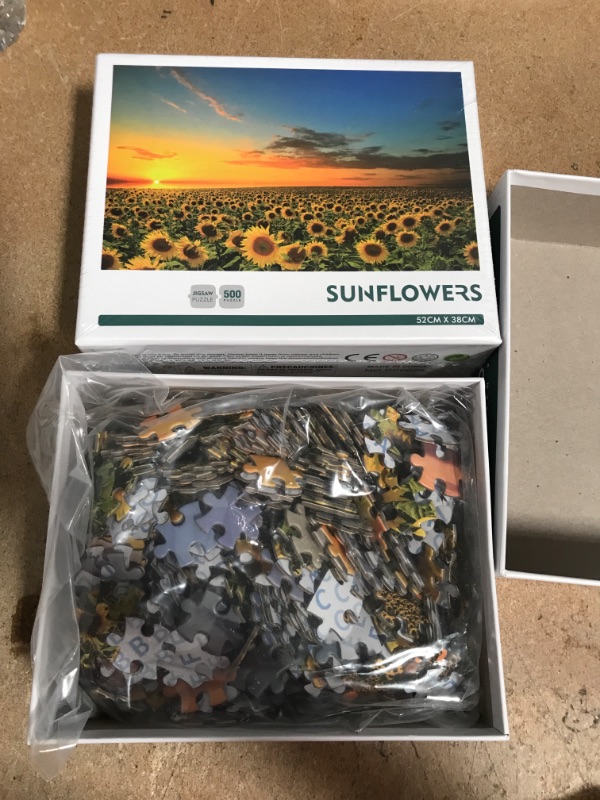 Photo 2 of  2 PACK SweatDance 500 Piece Jigsaw Puzzles for Adults for Kids-Sunflowers in The Field- Puzzle Games Funny Gifts
