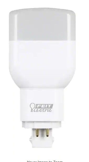 Photo 1 of Feit Electric
26-Watt Equivalent PL Vertical CFLNI 4-Pin Plug-in GX24Q-3 Base CFL Replacement LED Light Bulb, Cool White 4100K 2 PACK