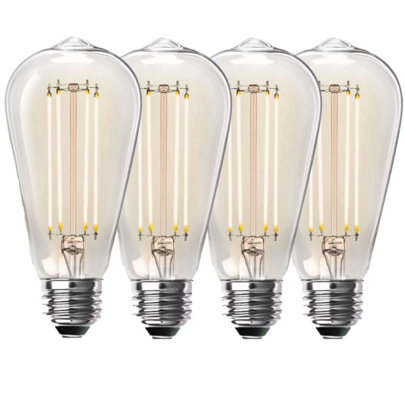 Photo 1 of Feit Electric 100-Watt Equivalent ST19 Dimmable Straight Filament Clear Glass Vintage Edison LED Light Bulb, Soft White (4-Pack)
