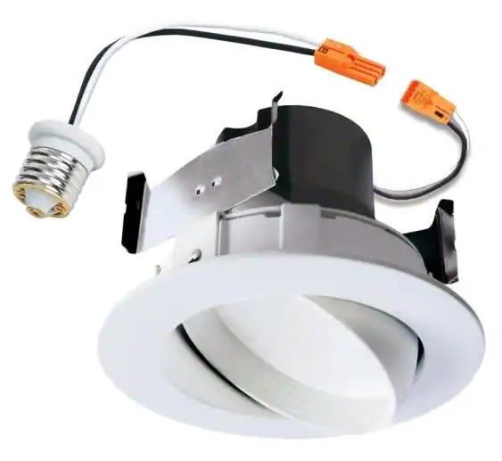 Photo 1 of Halo
RA 4 in. White Integrated LED Recessed Light Adjustable Gimbal Retrofit Trim with Selectable CCT (2700K-5000K)