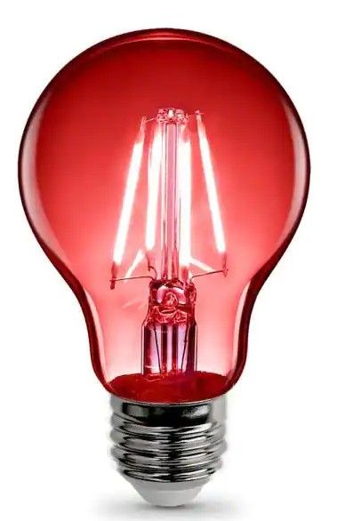 Photo 1 of Feit Electric
25-Watt Equivalent A19 Medium E26 Base Dimmable Filament LED Light Bulb Red Colored Clear Glass 3 pack 