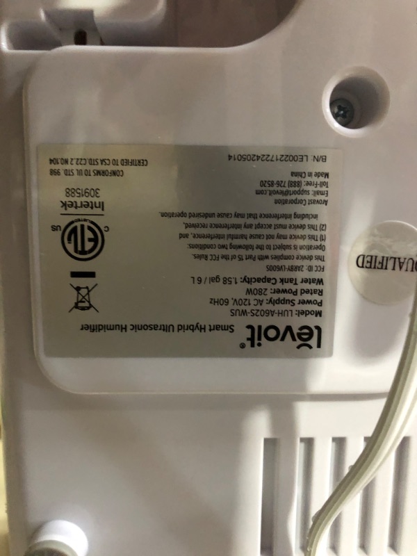 Photo 3 of LEVOIT Humidifiers for Bedroom Large Room Home, 6L Warm and Cool Mist Top Fill Ultrasonic Air Vaporizer, Smart App & Voice Control, Quickly Humidify Whole House up to 753 sq.ft, Sleep Mode, Timer Cream White LV600S