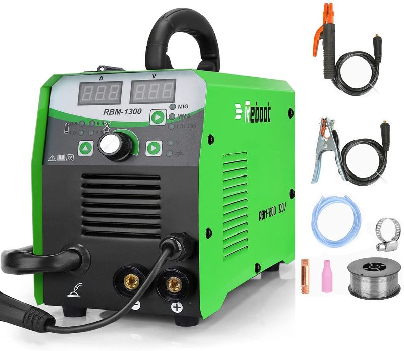 Photo 1 of Reboot Mig Welder 4 in 1 Gas/Gasless IGBT Inverter Flux Core RBM-1300 Lift Tig MMA Mig Welding Machine AC 220V Multiprocess Welder Solid Wire MIG Welding Machine Newbie
