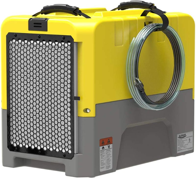 Photo 1 of ALORAIR 180 PPD Commercial Dehumidifier with Pump Drain Hose for Basement Warehouse & Job Sites, Large Capacity Crawl Space Dehumidifier for Water Damage Restoration, 5 Years Warranty, Yellow
