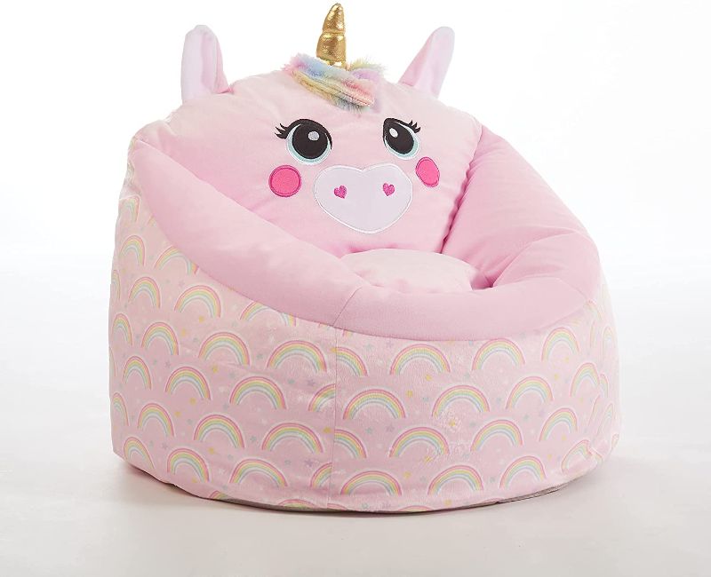 Photo 1 of Heritage Kids Unicorn Round Figural Kids Bean Bag Chair, Pink
