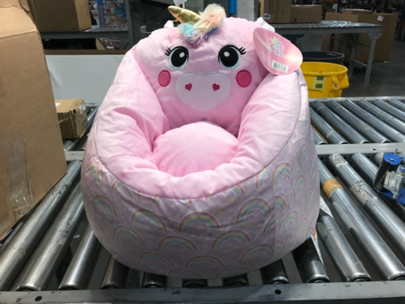 Photo 2 of Heritage Kids Unicorn Round Figural Kids Bean Bag Chair, Pink
