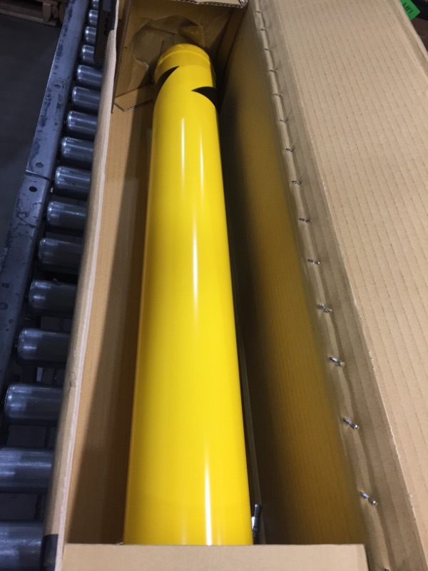 Photo 2 of  Safety Bollard Post 36 x 4.5 Inches - Yellow Pipe Bollards Steel Parking Barrier for Garage or Parking Lot,