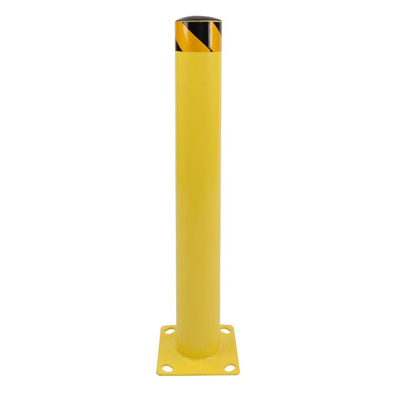 Photo 1 of  Safety Bollard Post 36 x 4.5 Inches - Yellow Pipe Bollards Steel Parking Barrier for Garage or Parking Lot,
