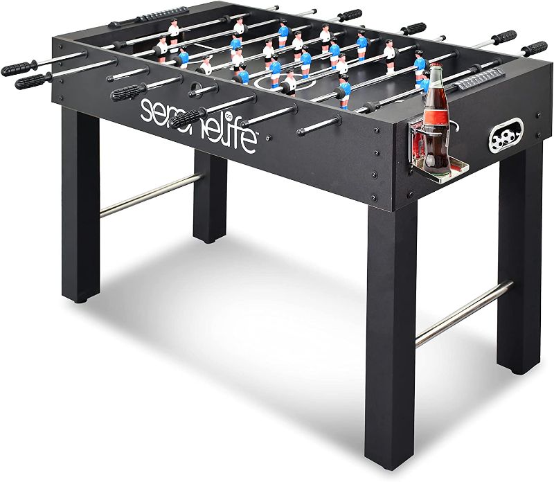 Photo 1 of 48in Competition Sized Foosball Table, Soccer for Home, Arcade Game Room, w/ 2 Balls, 2 Cup Holders 2x4ft for Man Cave or Basement - Standing or Tabletop
