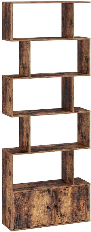 Photo 1 of Rolanstar Bookshelf with Cabinet, 6-Tier Bookcase with Door, Freestanding Bookshelves Storage Display Shelf, Rustic Wooden Bookshelf for Living Room, Bedroom, Home Office
