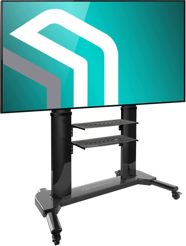 Photo 1 of ONKRON Universal Mobile TV Stand with Shelves TV Cart on Wheels for 40” – 80 Inch Flat Panel Curved LCD LED OLED Screens up to 122 lbs TS27-71 (Black)
