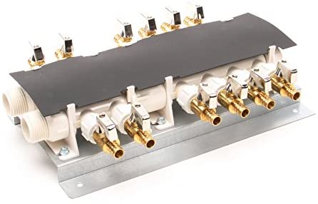 Photo 1 of Apollo PEX 6907912CP 12 Port PEX Manifold (3/4-inch Inlets, 1/2-inch Outlets) with Shutoff Valves,White/Black
