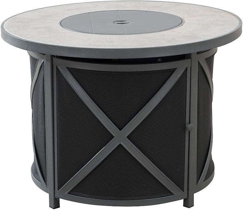 Photo 1 of ***PARTS ONLY*** Amazon Brand - Ravenna Home Archer Outdoor Patio Firepit Table with Panel Top, 36"W, Gray