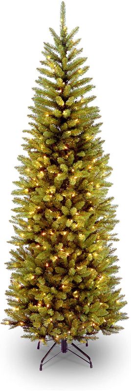 Photo 1 of 
National Tree Company Artificial Pre-Lit Slim Christmas Tree, Green, Kingswood Fir, White Lights, Includes Stand, 6.5 Feet