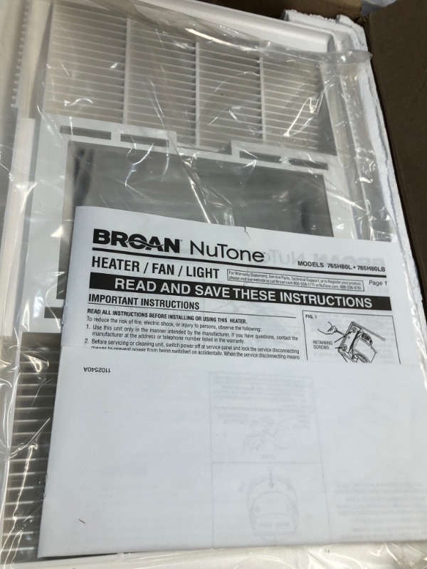 Photo 2 of Broan-NuTone 80 CFM Ceiling Bathroom Exhaust Fan with Light and 1300-Watt Heater