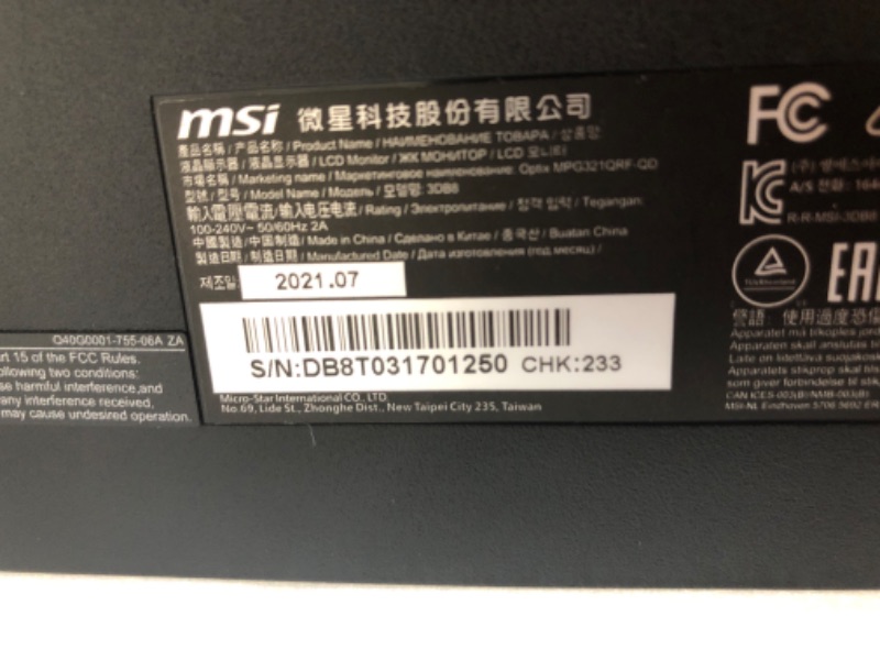 Photo 4 of MSI Full QHD Anti-Glare 1ms 2560 x 1440 175Hz Refresh Rate HDR Ready USB/DP/HDMI 31.5” Monitor (Optix MPG321QRF-QD)
