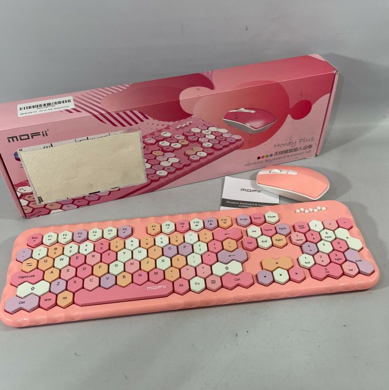 Photo 1 of Ubotie Honey Plus Wireless Keyboard Mouse Pink Octagon - pink and orange
