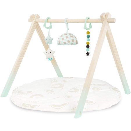 Photo 1 of B. Toys â€“ Wooden Baby Play Gym â€“ Activity Mat â€“ Starry Sky â€“ 3 Hanging Sensory Toys â€“ Organic Cotton â€“ Natur
