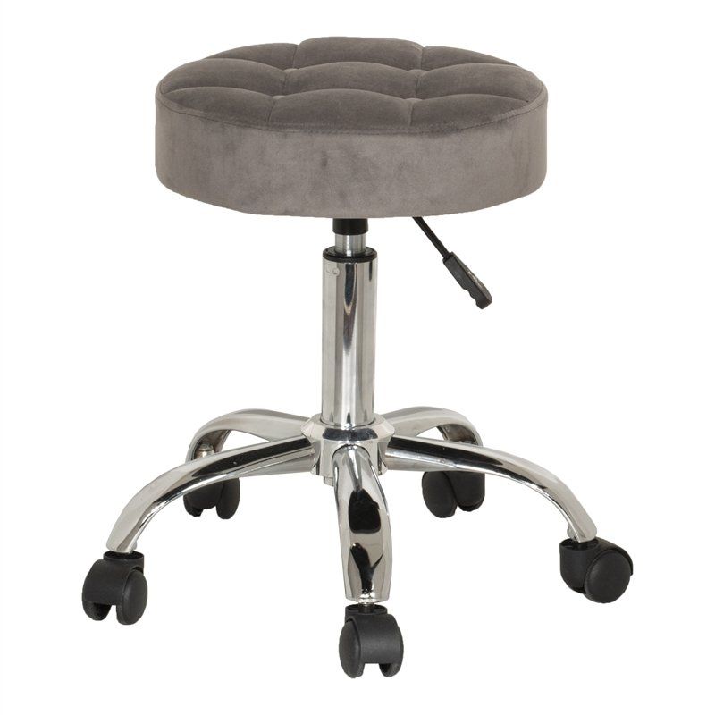 Photo 1 of Hillsdale Nora Tufted Adjustable Backless Vanity Office Stool with Casters
