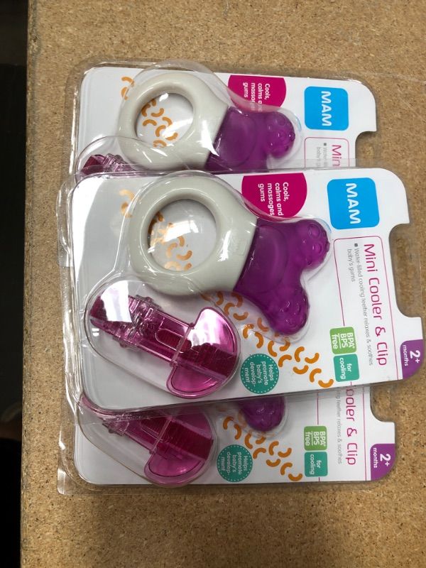 Photo 2 of 3 PACKS OF MAM Mini-Cooler Teether with Clip - Pink