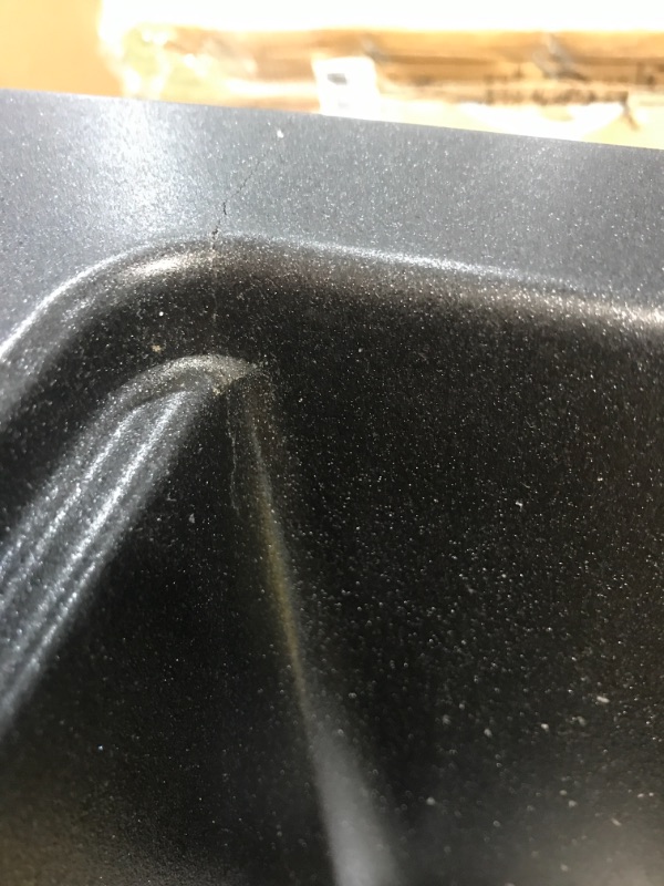 Photo 3 of (BROKEN OFF CORNERS; CRACKED INTERIOR CORNERS)
KRAUS 33" Dual Mount 50/50 Double Bowl Black Onyx Granite Kitchen Sink