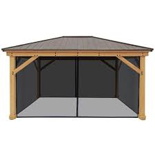 Photo 1 of 12 ft. x 16 ft. Meridian Gazebo Mosquito Mesh Kit with UV resistant Phifer Material and Easy Glide Tracks **( Parts Only)**
