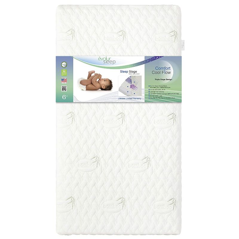 Photo 1 of Evolur Comfort Cool Flow Foam Crib & Toddler Mattress I Waterproof I Greenguard Gold Certified 6 In 
