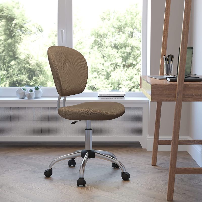 Photo 1 of Flash Furniture Mid-Back Coffee Brown Mesh Padded Swivel Task Office Chair with Chrome Base
