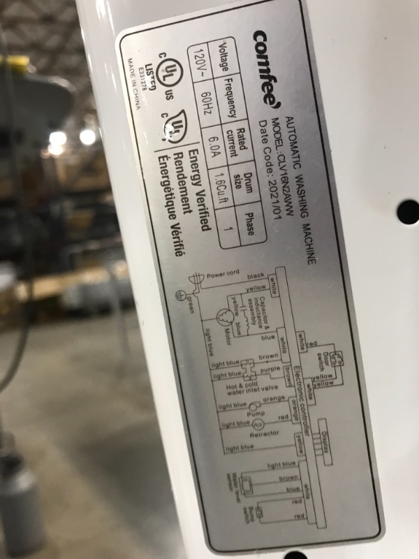 Photo 5 of TESTED TURNS ON**
Comfee’ 1.6 CU.FT Portable Washing Machine, 11lbs Capacity Fully Automatic Compact Washer with Wheels, 6 Wash Programs Laundry Washer with Drain
