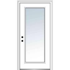 Photo 1 of 30 in. x 80 in. Right-Hand Inswing Full-Lite Clear Low-E Primed Fiberglass Smooth Prehung Front Door on 6-9/16 in. Frame