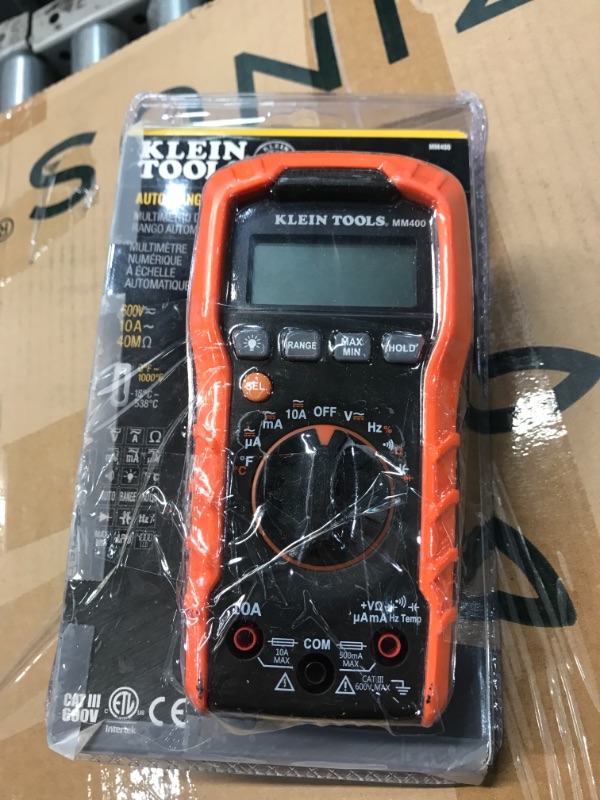 Photo 2 of Klein Tools MM400 Multimeter, Digital Auto Ranging, AC/DC Voltage, Current, Capacitance, Frequency, Duty-Cycle, Diode, Continuity, Temp 600V
