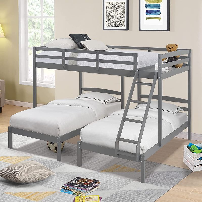 Photo 1 of (Incomplete - 1 of 3 Boxes Only) Gray Multifunctional Loft Bed Full Over Twin or Twin Bunk Bed Triple Bunk Bed
