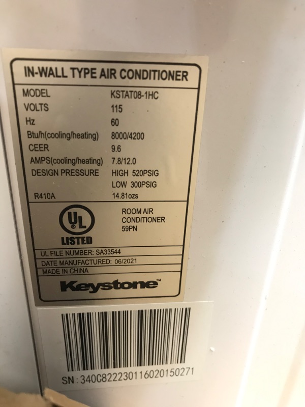 Photo 4 of Keystone - 8,000 BTU 115-Volt Through-the-Wall Air Conditioner with Heat and Remote