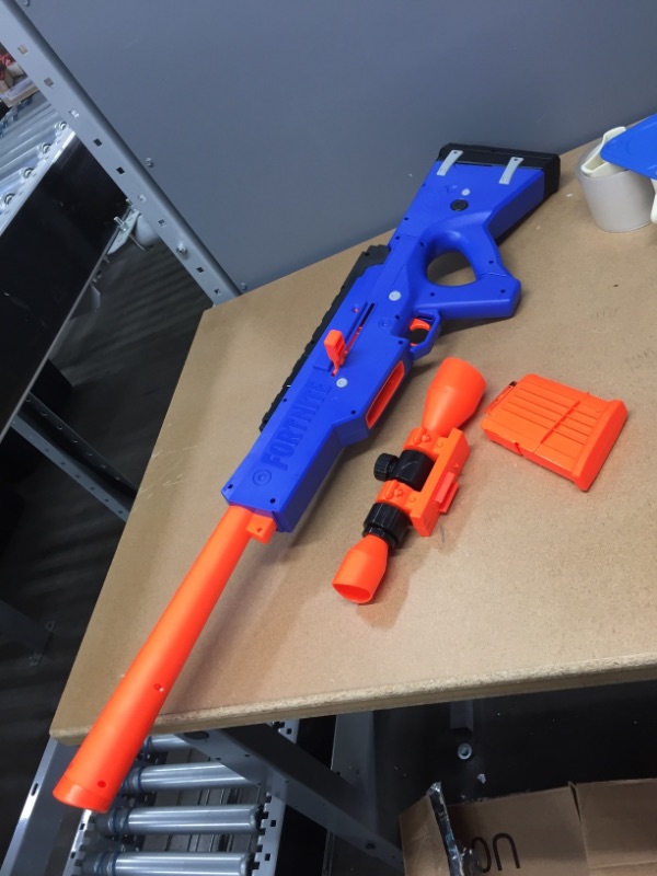 Photo 2 of NERF Fortnite BASR-R Bolt Action Blaster -- Includes 3 Bush Targets, Removable Scope, Removable 6-Dart Clip, 6 Official Elite Darts
