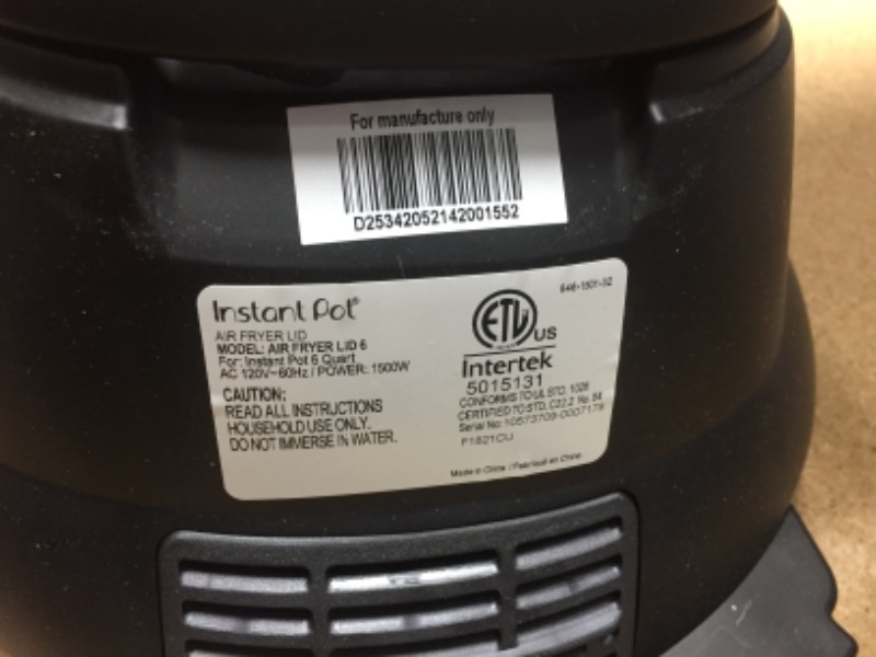 Photo 3 of Instant Pot 6 Quart Air Fryer Lid