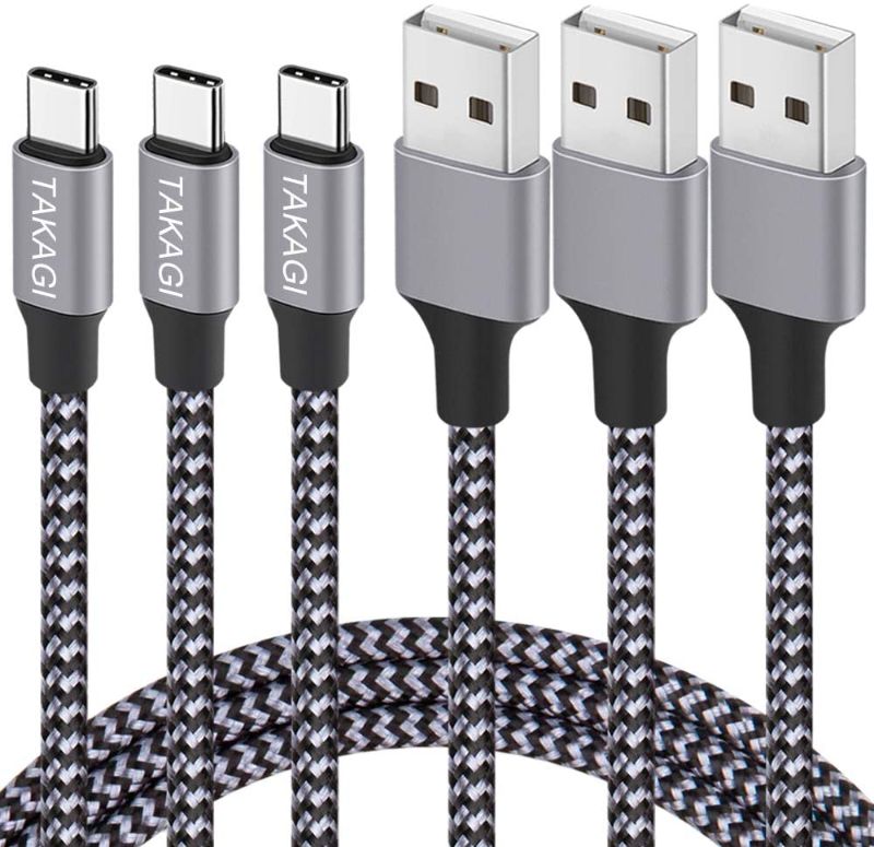 Photo 1 of USB Type C Cable 3A Fast Charging, TAKAGI (3-Pack 6feet) USB-A to USB-C Nylon Braided Data Sync Transfer Cord