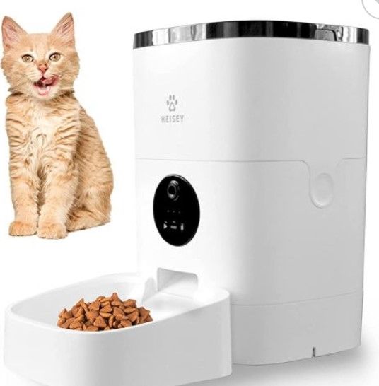 Photo 1 of Heisey Smart Pet Feeder with 1080p Camera & Speaker for Cats & Dogs 4L, Automatic Cat Feeder, Auto Small Dog Feeder, Programmable Pet Food Dispenser, Photo & Video Recording, App for iOS and Android