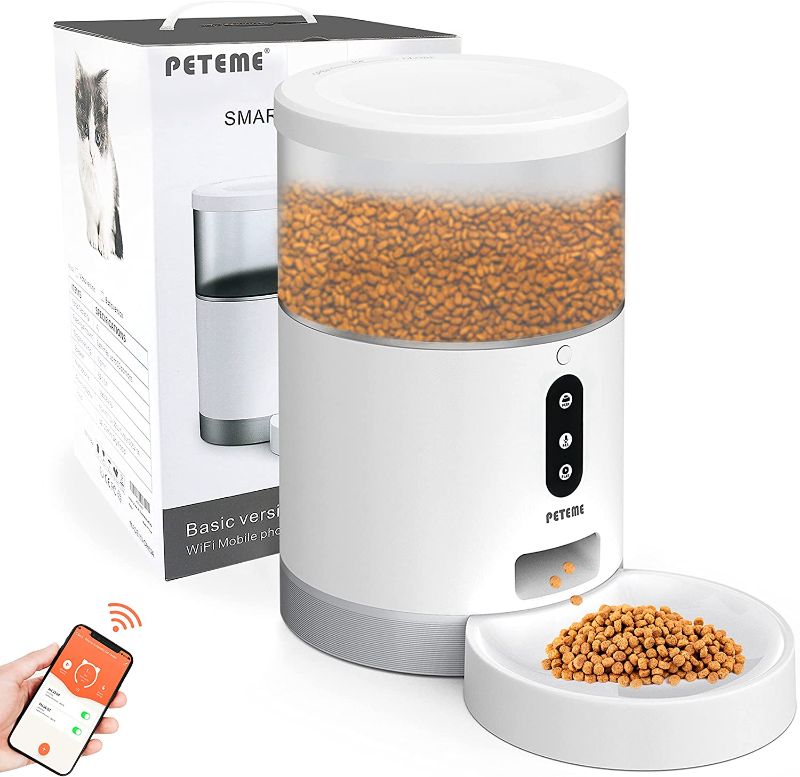 Photo 1 of Peteme Automatic Cat Feeder, 4L Portion Control Smart Pet Feeder with APP Control, Timed Cat Feeder for Cats, Dogs & Small Pets, 2.4G Wi-Fi Enabled