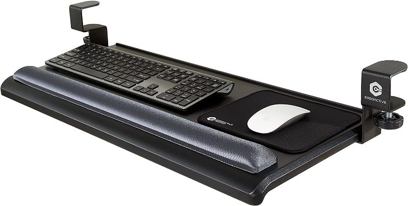 Photo 1 of ErgoActive Extra Wide Under Desk Keyboard Tray with Clamp On Easy Installation, Fits Full Size Keyboard 